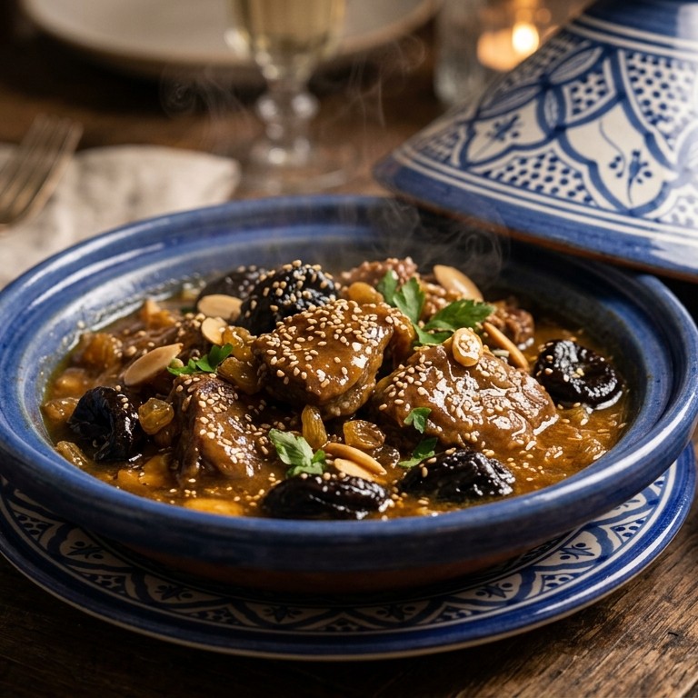 Tajine van kalfsvlees met pruimen en rozijnen recept