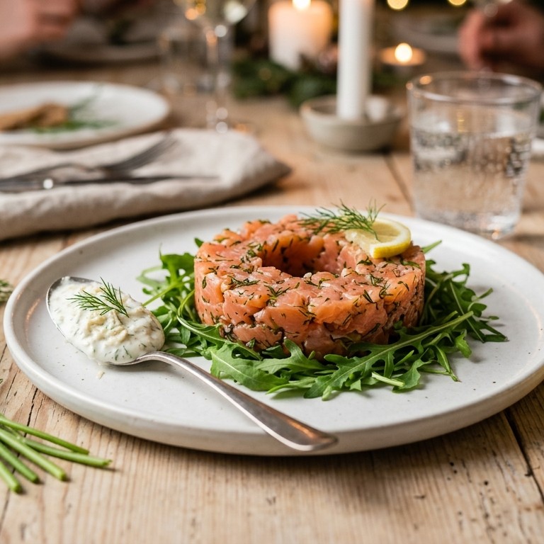 Tartaar van gerookte zalm met mierikswortelsaus recept
