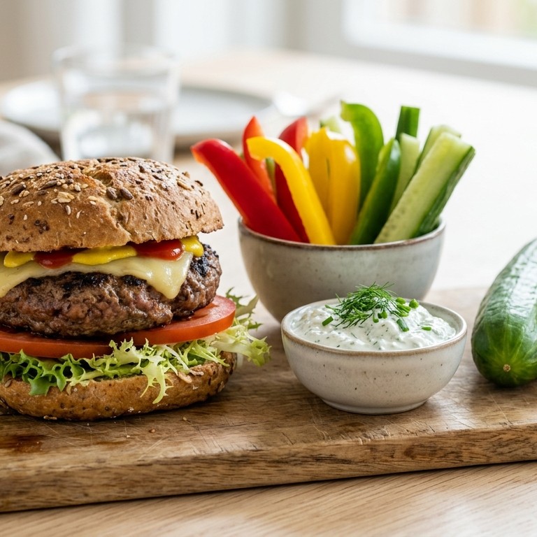 Tartaarburger met groentesticks recept