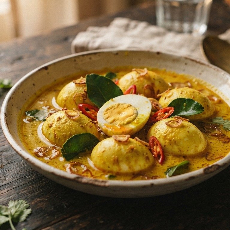Telor Kerrie (eieren in kerriesaus) recept