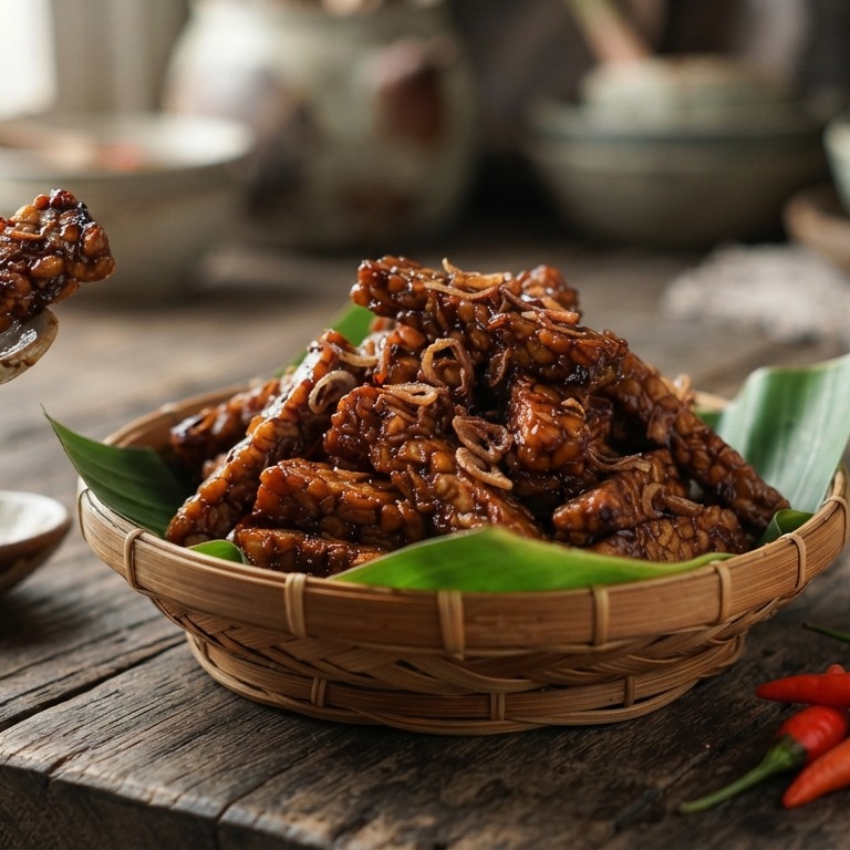 Tempeh Goreng Tjampur (gemengde tempeh) recept