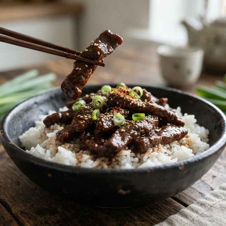 Teriyaki met rundvleesreepjes recept