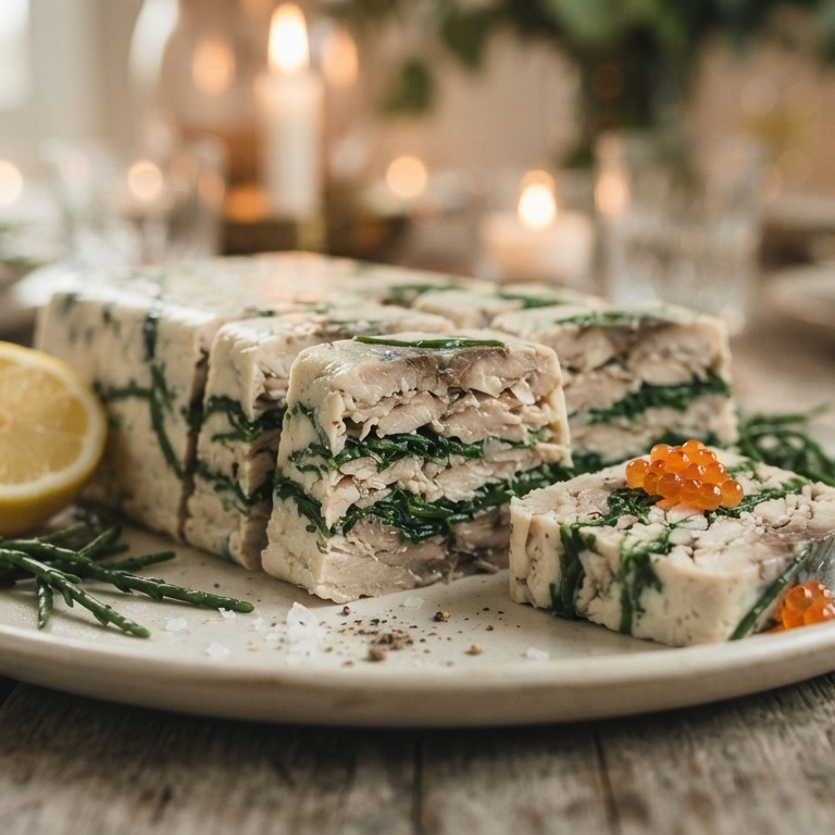 Terrine van gestoomde makreel en zeekraal recept