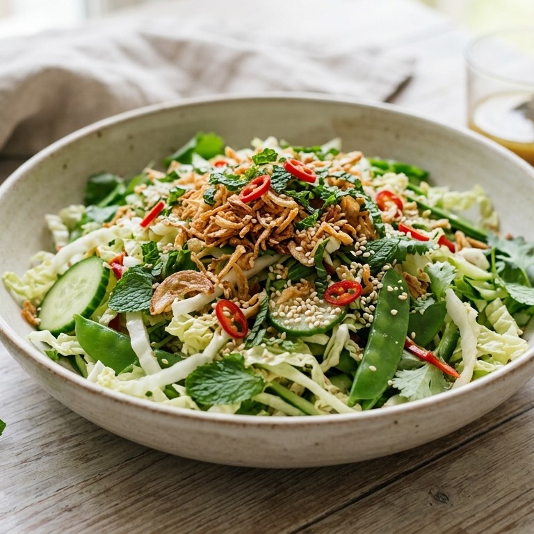 Thaise groene salade met knapperige sjalotten recept