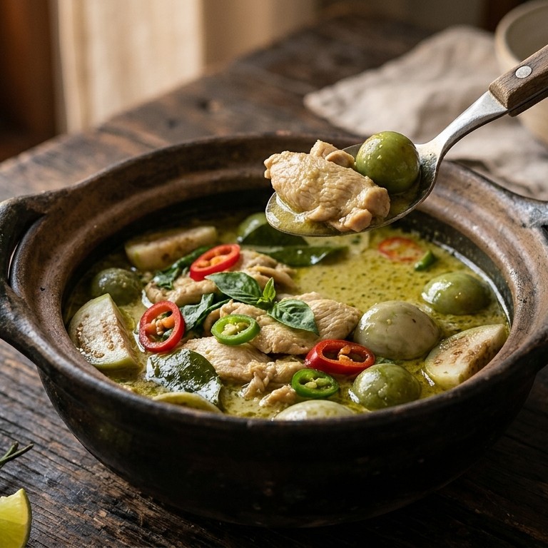 Thaise kip met aubergines recept