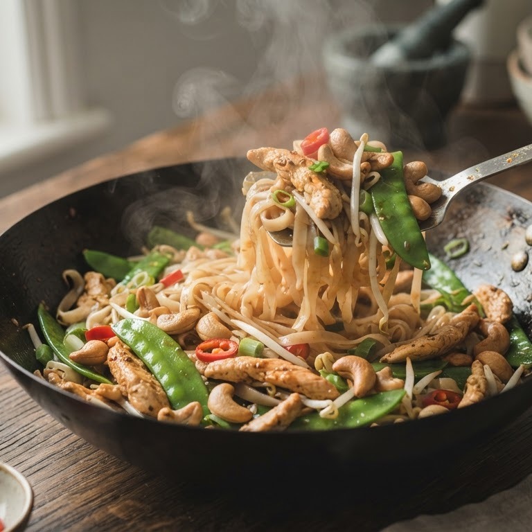 Thaise mie met peultjes en cashewnoten recept