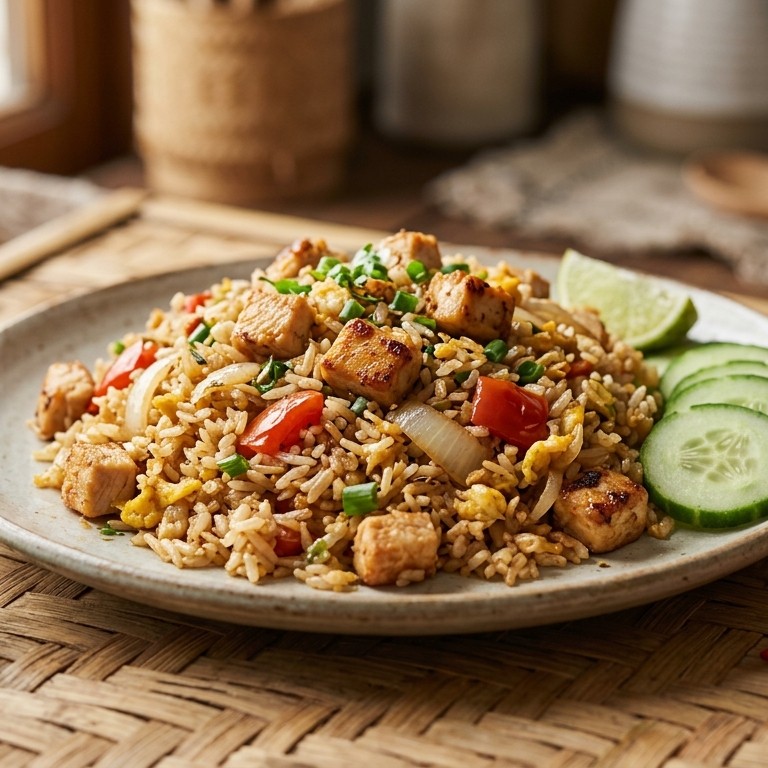 Thaise rijst met kip recept