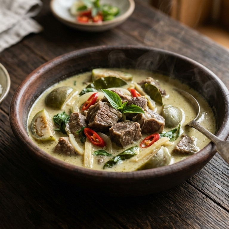 Thaise runderpoulet met groene curry recept