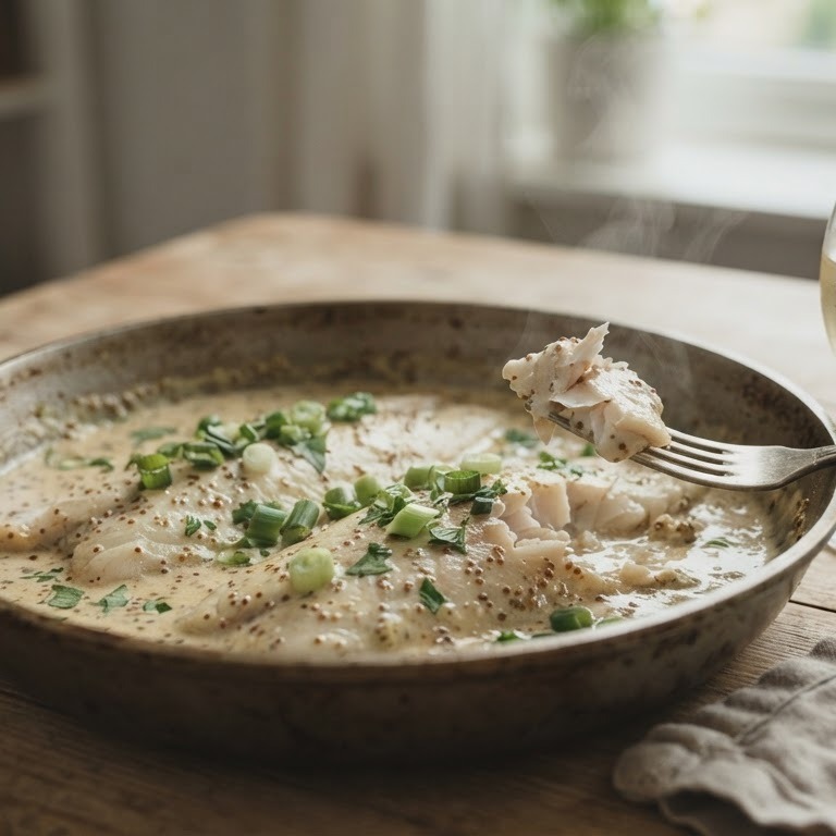Tilapia gepocheerd in mosterd-roomsaus recept