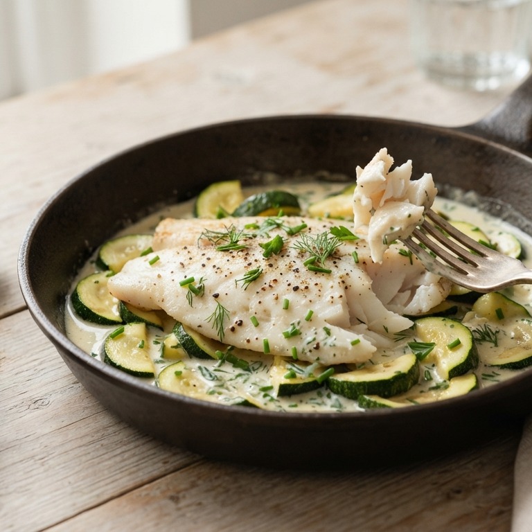 Tilapiafilet met courgette en roomsaus recept
