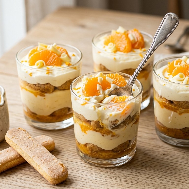 Tiramisu met mandarijntjes, vanillevla en witte chocolade recept