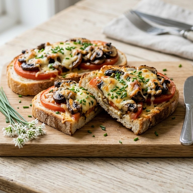 Tomaat-champignons-kaas toast recept
