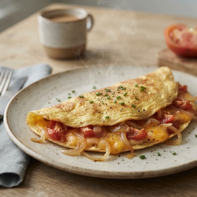 Tomaat-kaas-ui omelet recept