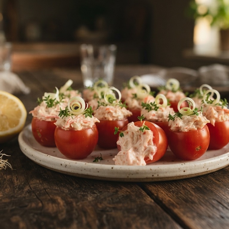 Tomaatjes met surimi of zalm recept