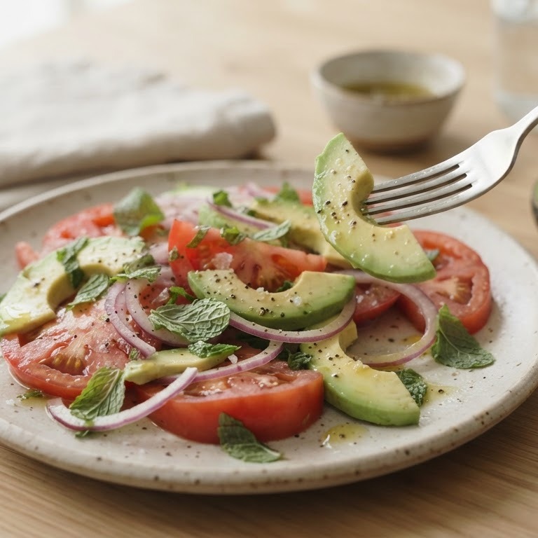 Tomaten-avocadosalade met munt recept