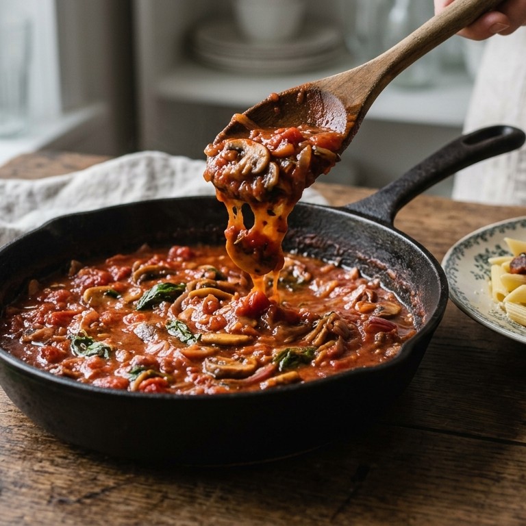 Tomaten-champignonsaus recept