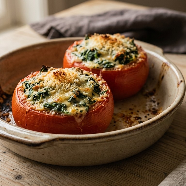 Tomaten gevuld met spinazie recept