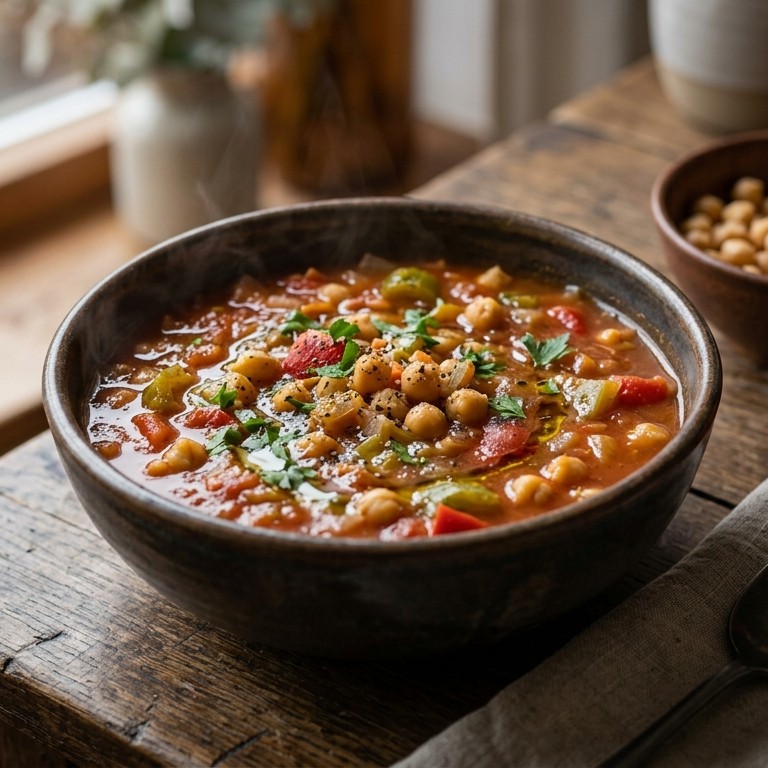 Tomaten-groentesoep met kikkererwten recept