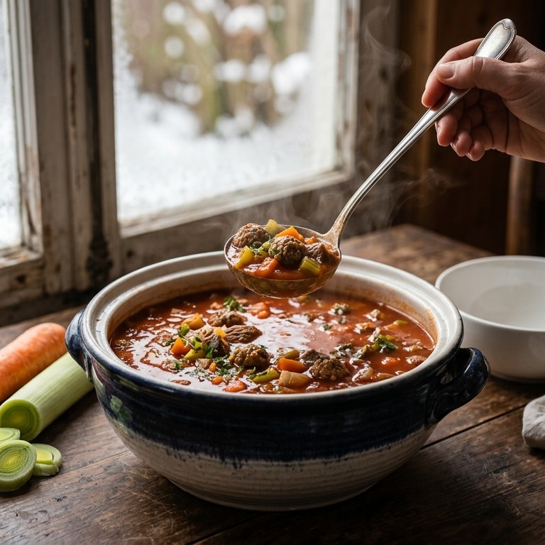 Tomaten groentesoep met rundergehakt recept