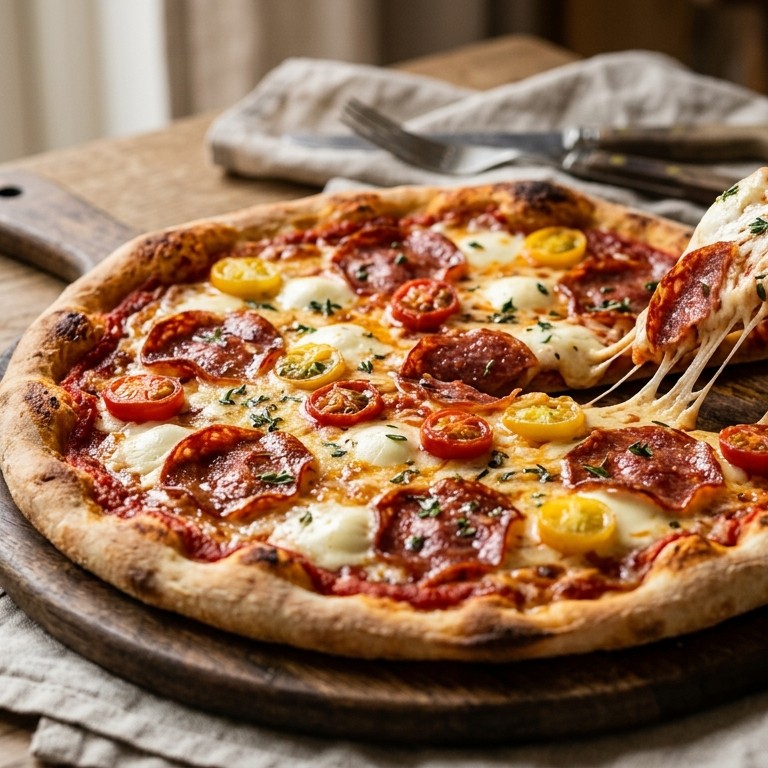 Tomaten-salamipizza recept