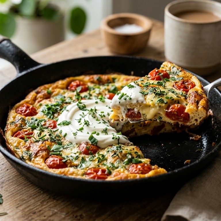 Tomatenomelet met verse kruiden recept