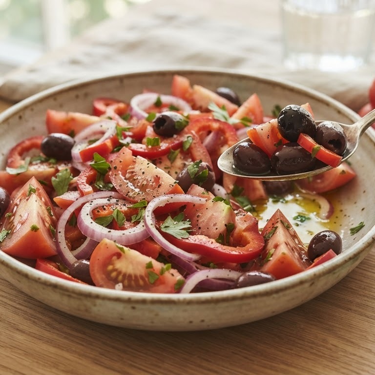 Tomatensalade met paprika en olijven recept