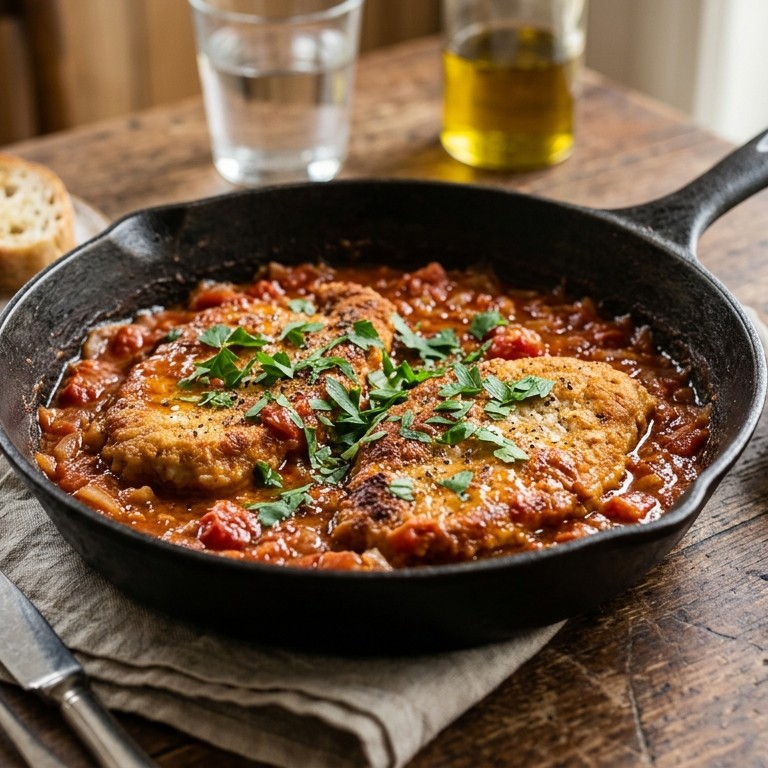 Tomatenschnitzelpannetje recept