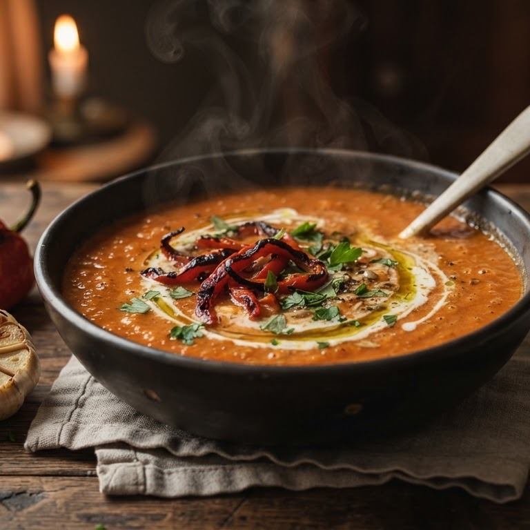 Tomatensoep met geroosterde paprika recept