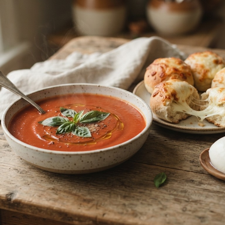 Tomatensoep met kaasbroodjes recept