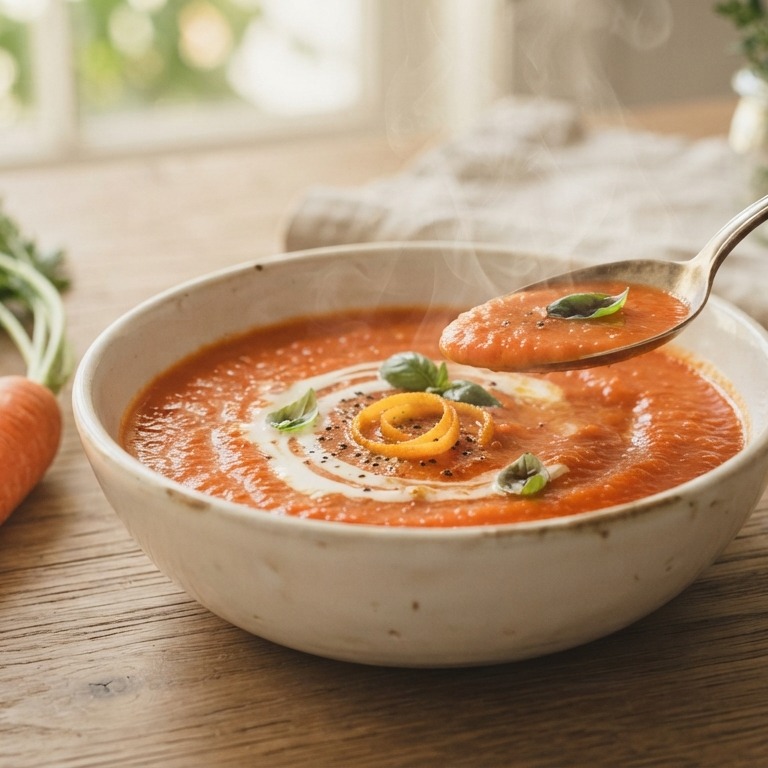 Tomatensoep met wortel en sinaasappel recept