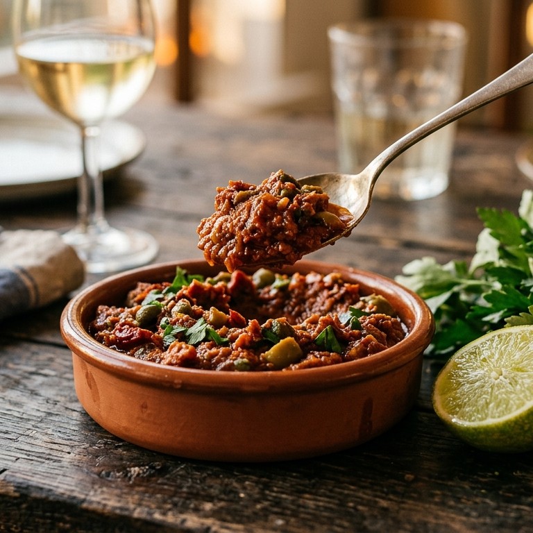 Tomatentapenade met groene olijven en kappertjes recept