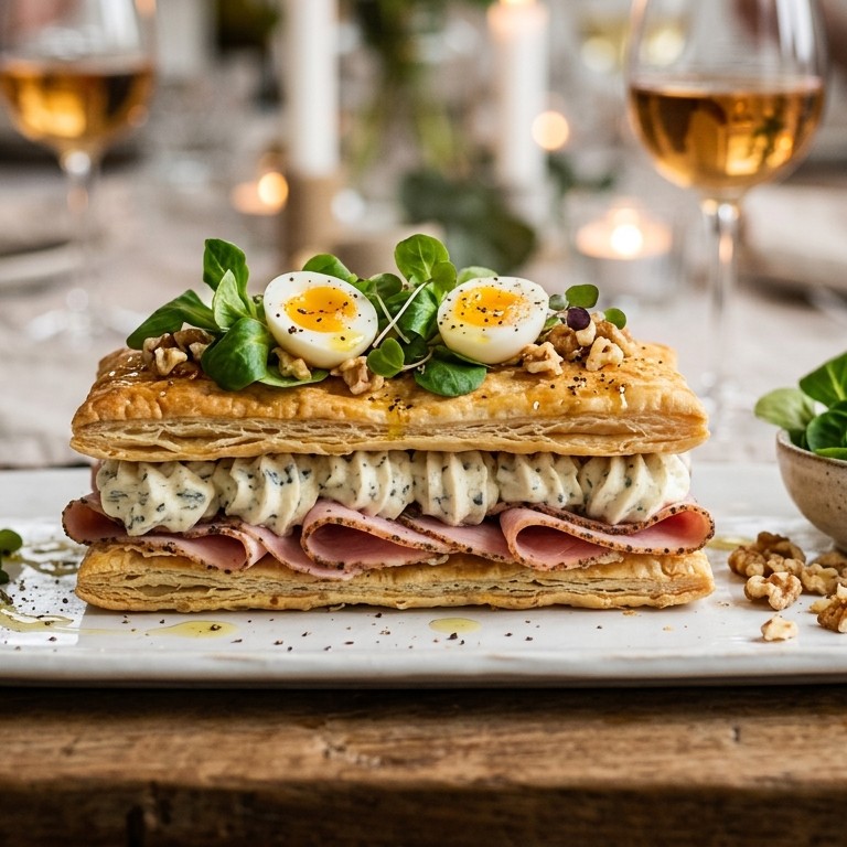 Tompoes met kaasmousse en ham recept