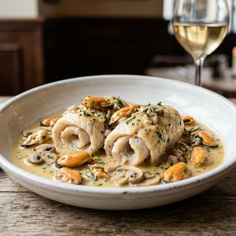 Tongfilet in cidersaus en mosselen recept