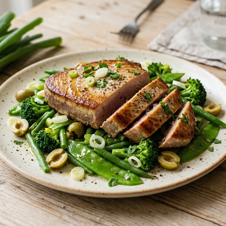 Tonijn met bosuitjes recept