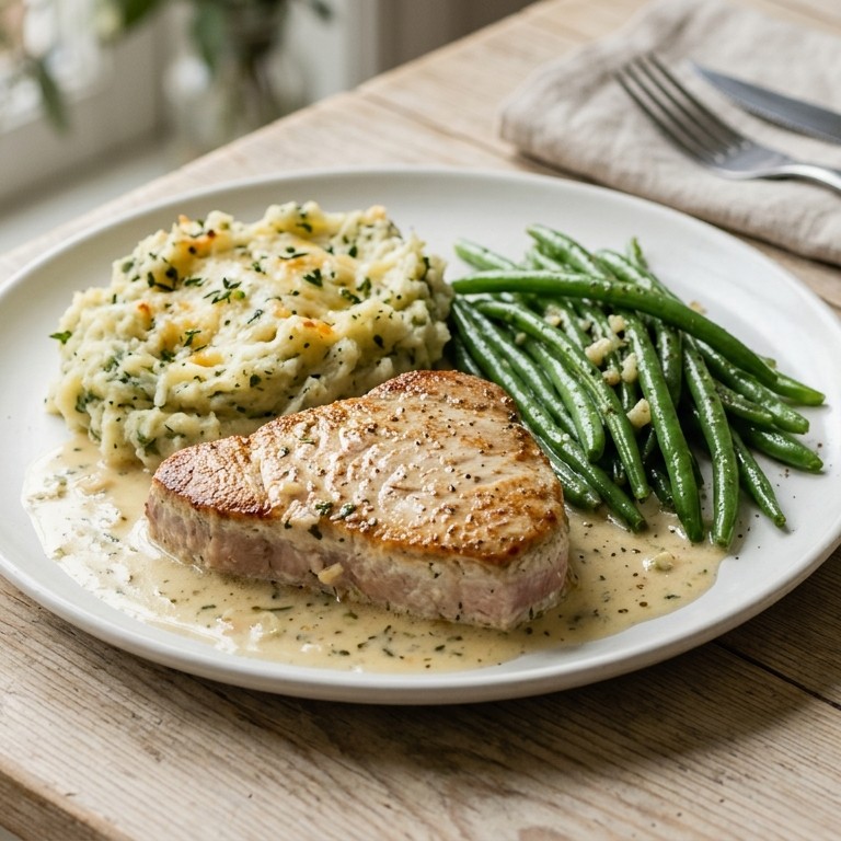Tonijn met kruidenpuree en haricots verts recept