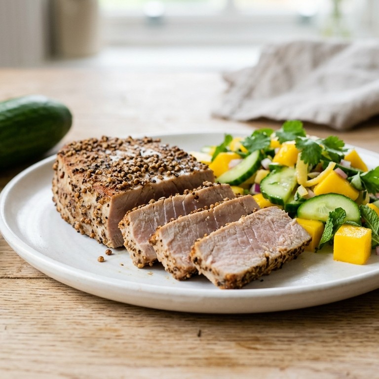 Tonijn met mangosalade en citroen recept