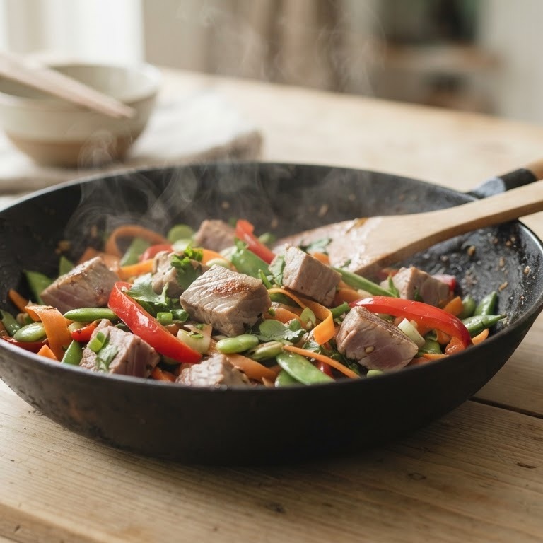 Tonijn met wokgroenten recept