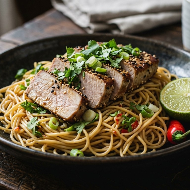 Tonijnfilet op mie met koriander recept
