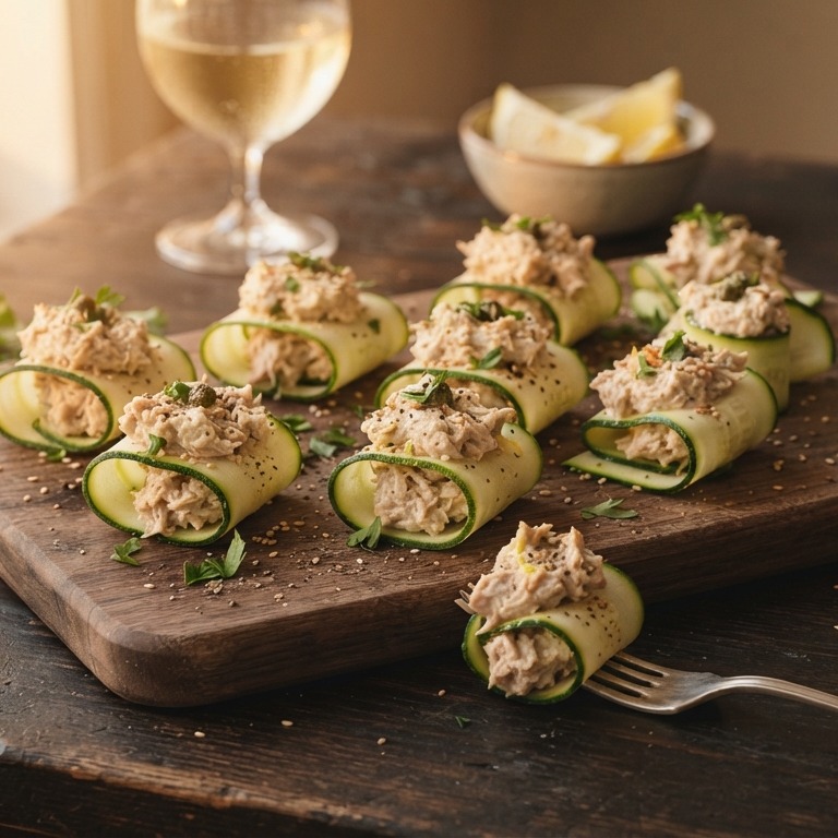 Tonijnhapjes met rauwe courgette recept