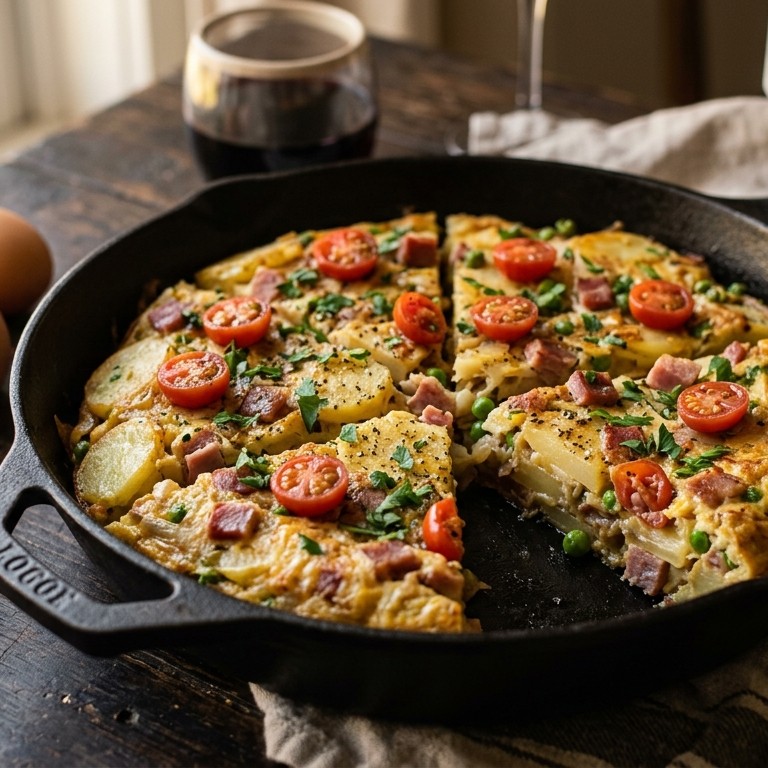Tortilla met ham en kerstomaatjes recept