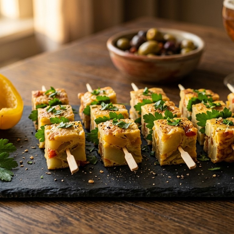 Tortillablokjes aan spiesjes recept