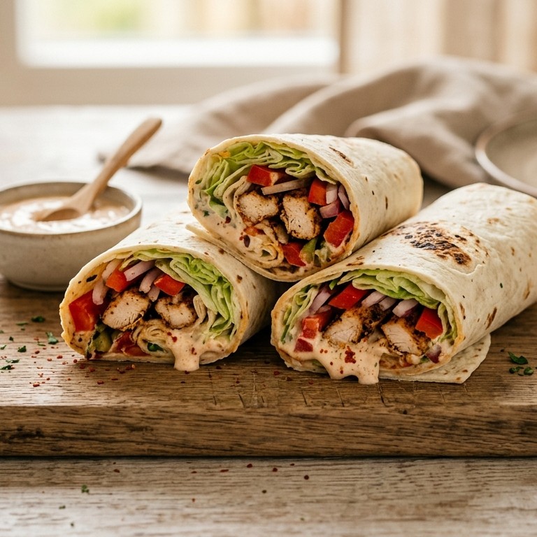 Tortillawraps met kip en sla recept