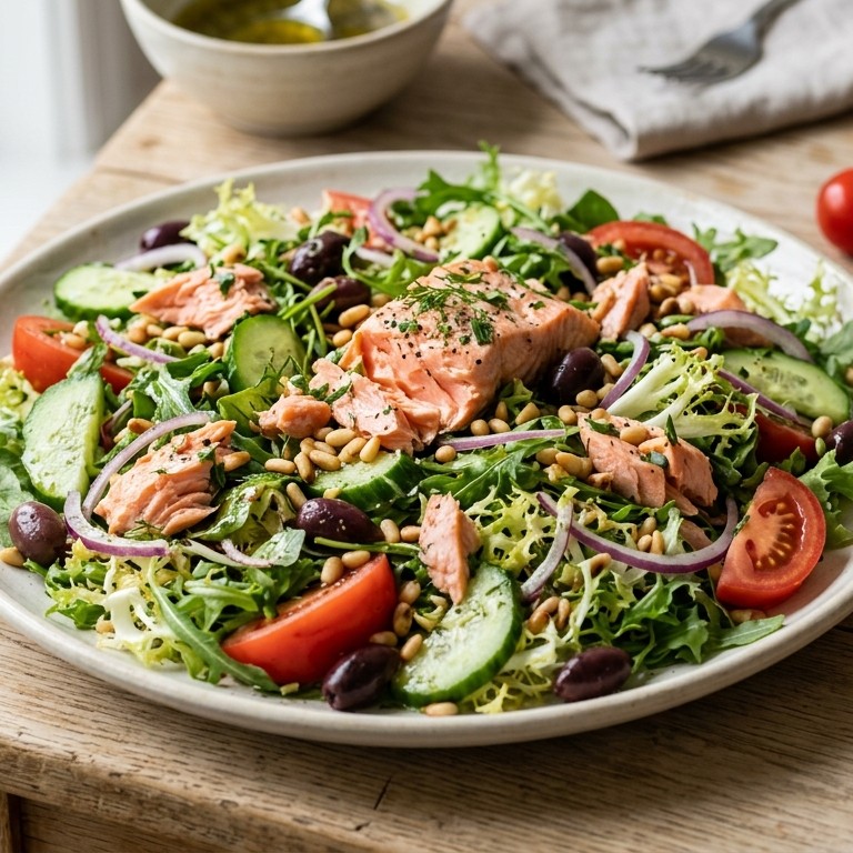 Toscaanse salade met zalmstukken recept