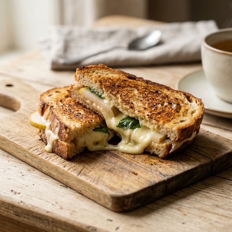 Tosti met mozzarella, peer en basilicum recept