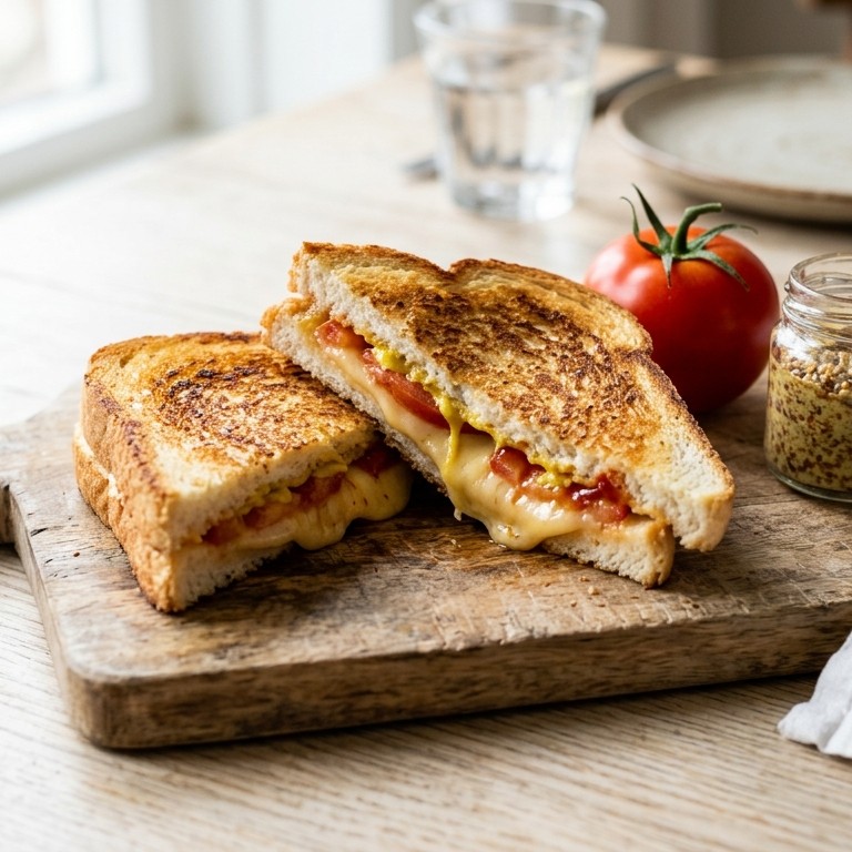 Tosti met tomaat, mosterd en ketchup recept