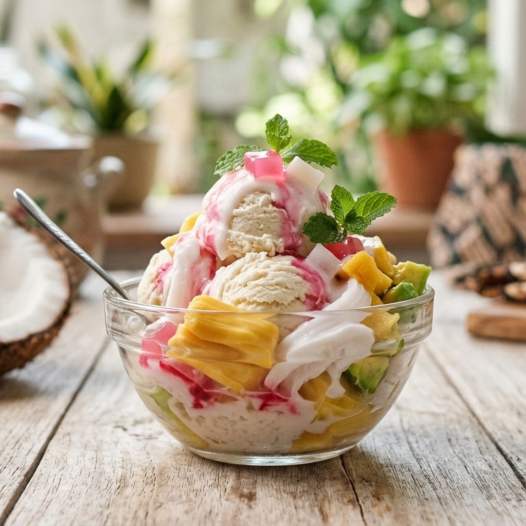 Totok Depok (ijs met vruchten) recept