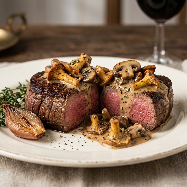 Tournedos met paddestoelen recept