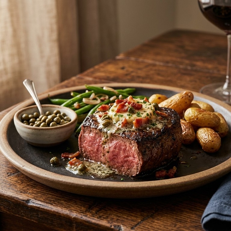 Tournedos met spek-kappertjesboter recept