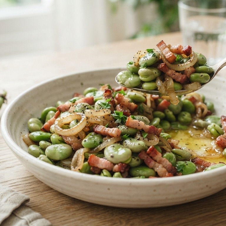 Tuinbonen met spek en ui recept