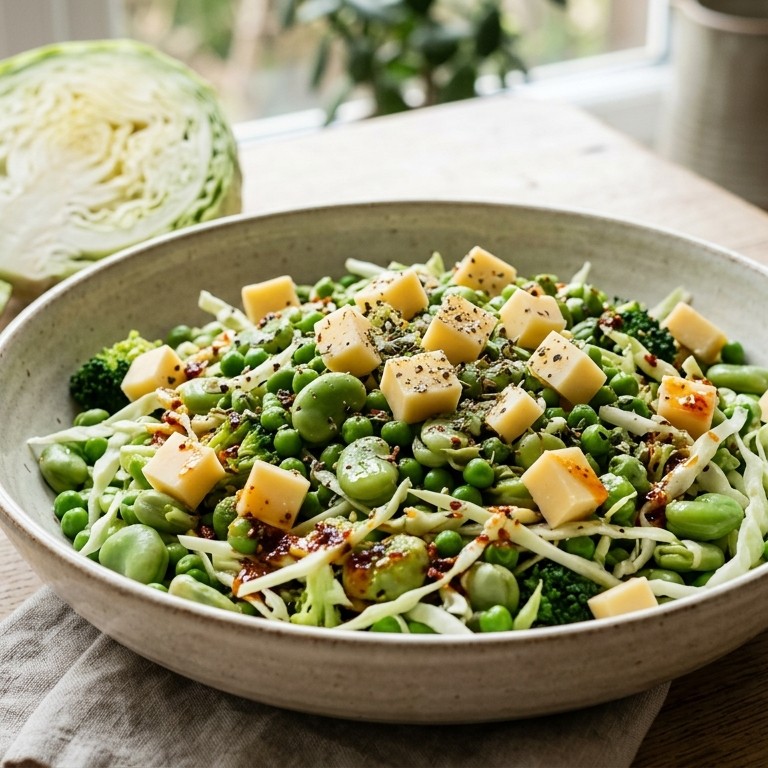 Tuinbonensalade met chiliolie en kaas recept